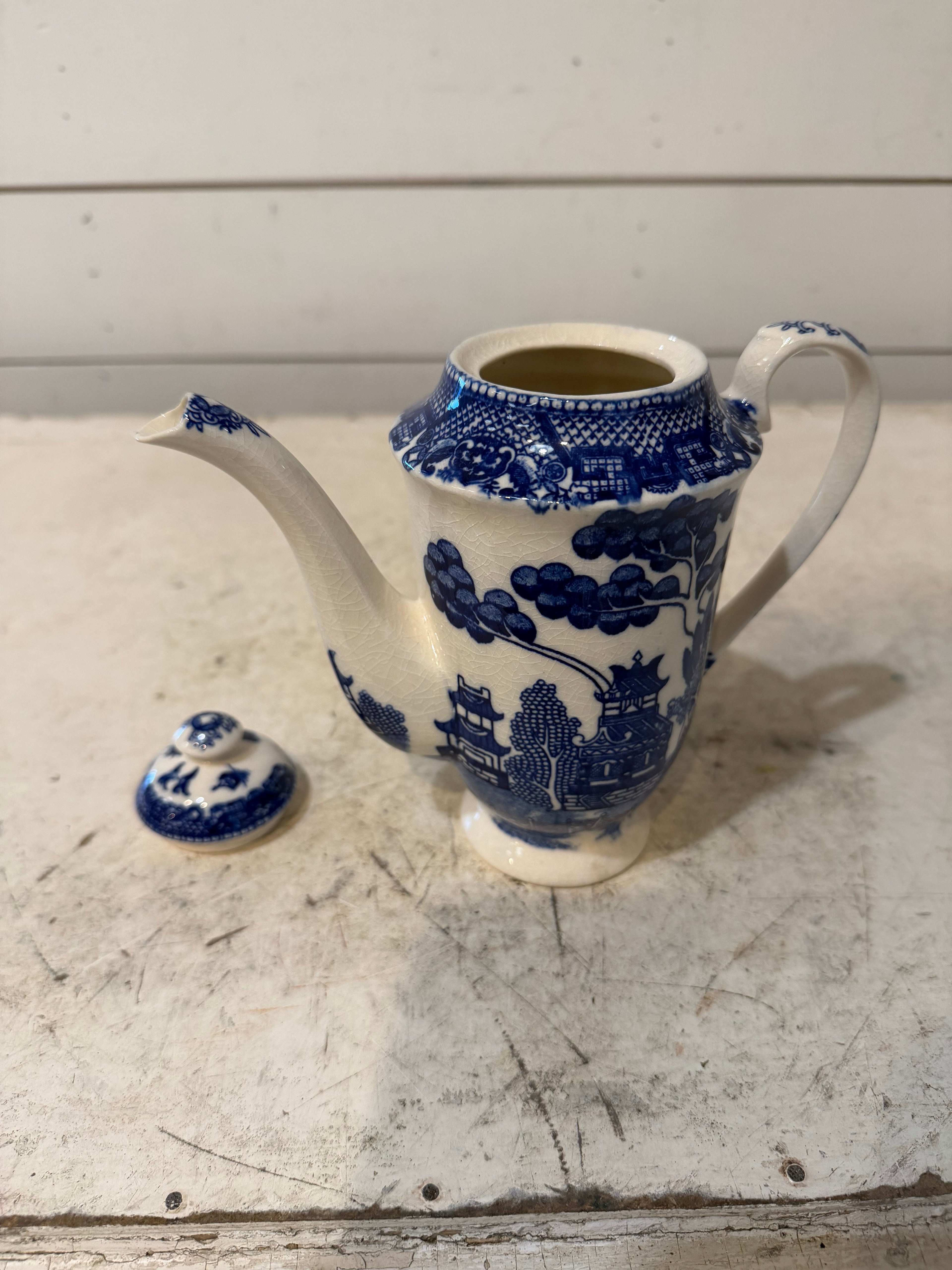 Occupied Japan Blue Willow China Tea Pot