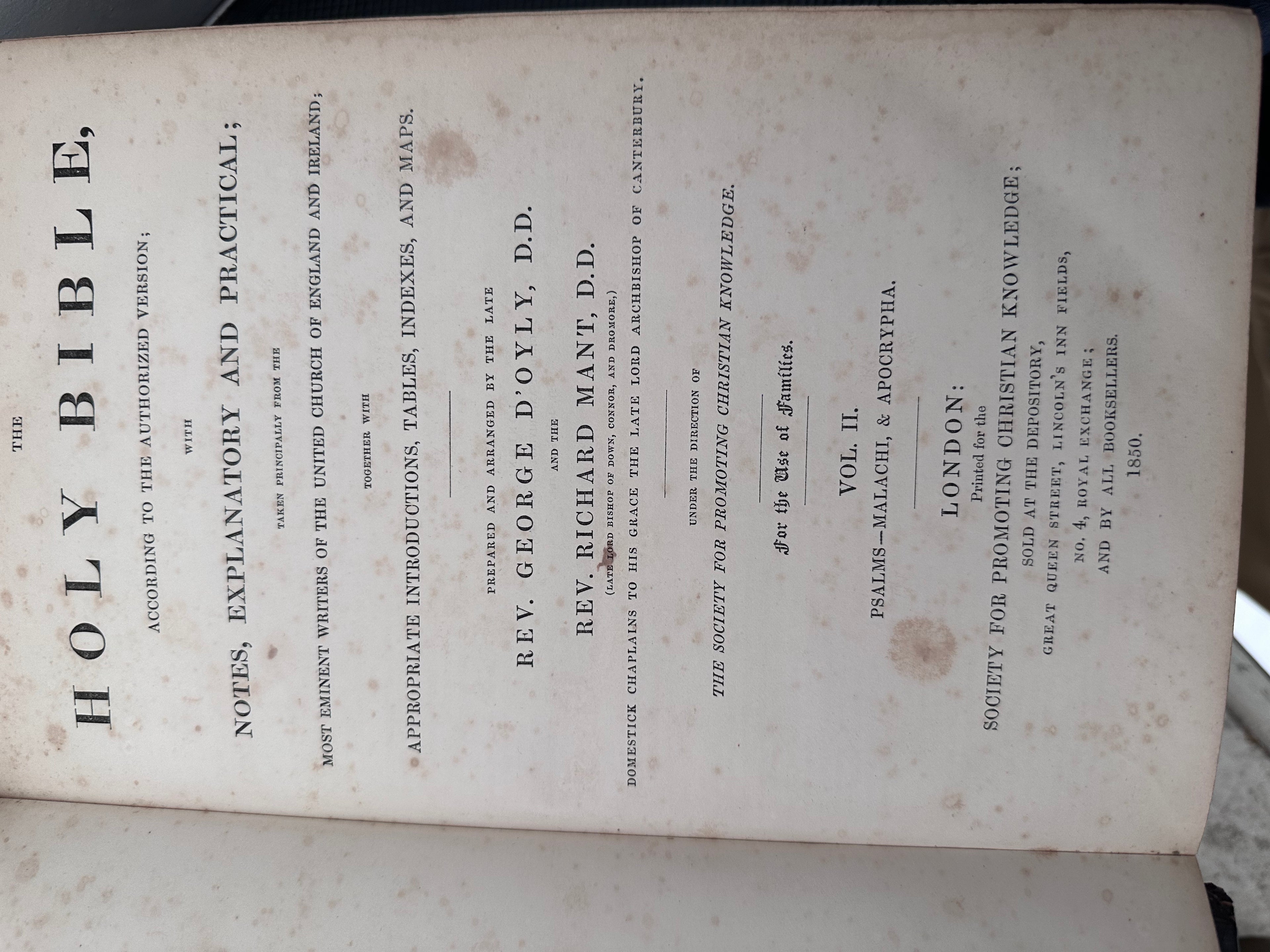 Antique Bible 1850 And the Book of Common Prayer sold as set