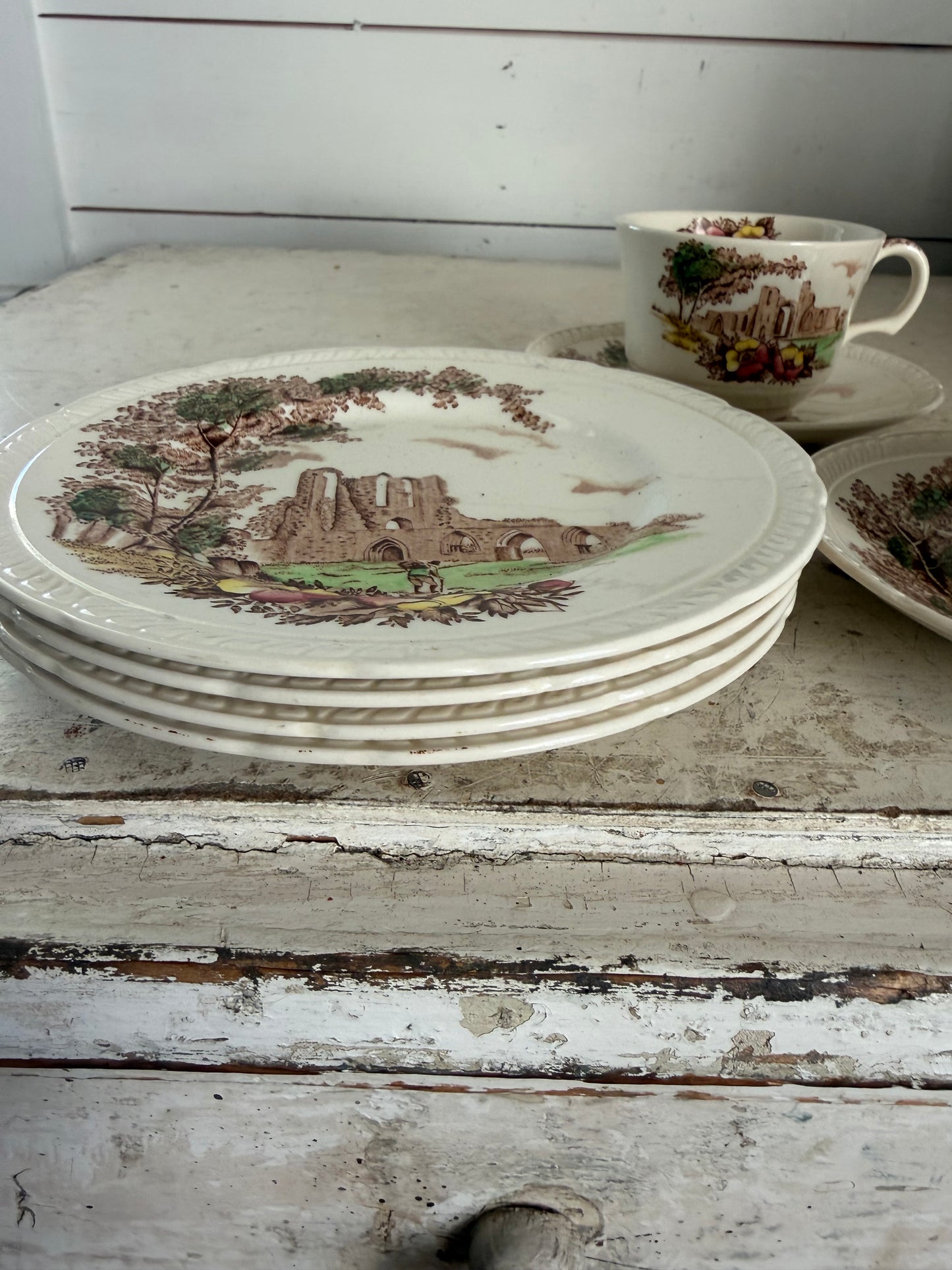 Vintage Royal Tudor Ware Olde Abbey Teacup & Saucer & small plates sold individually