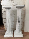 Set of two large hand painted pillar candlesticks 18”