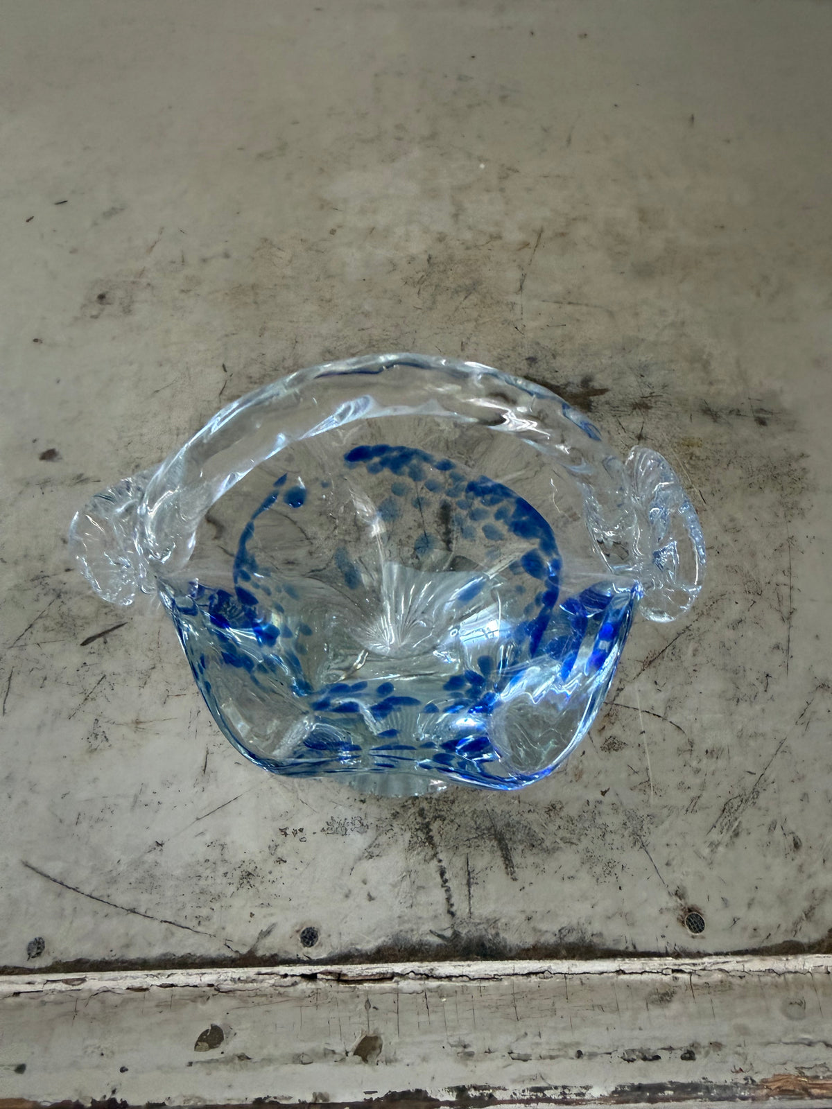 Vintage Murano-style Art Glass Decorative Basket