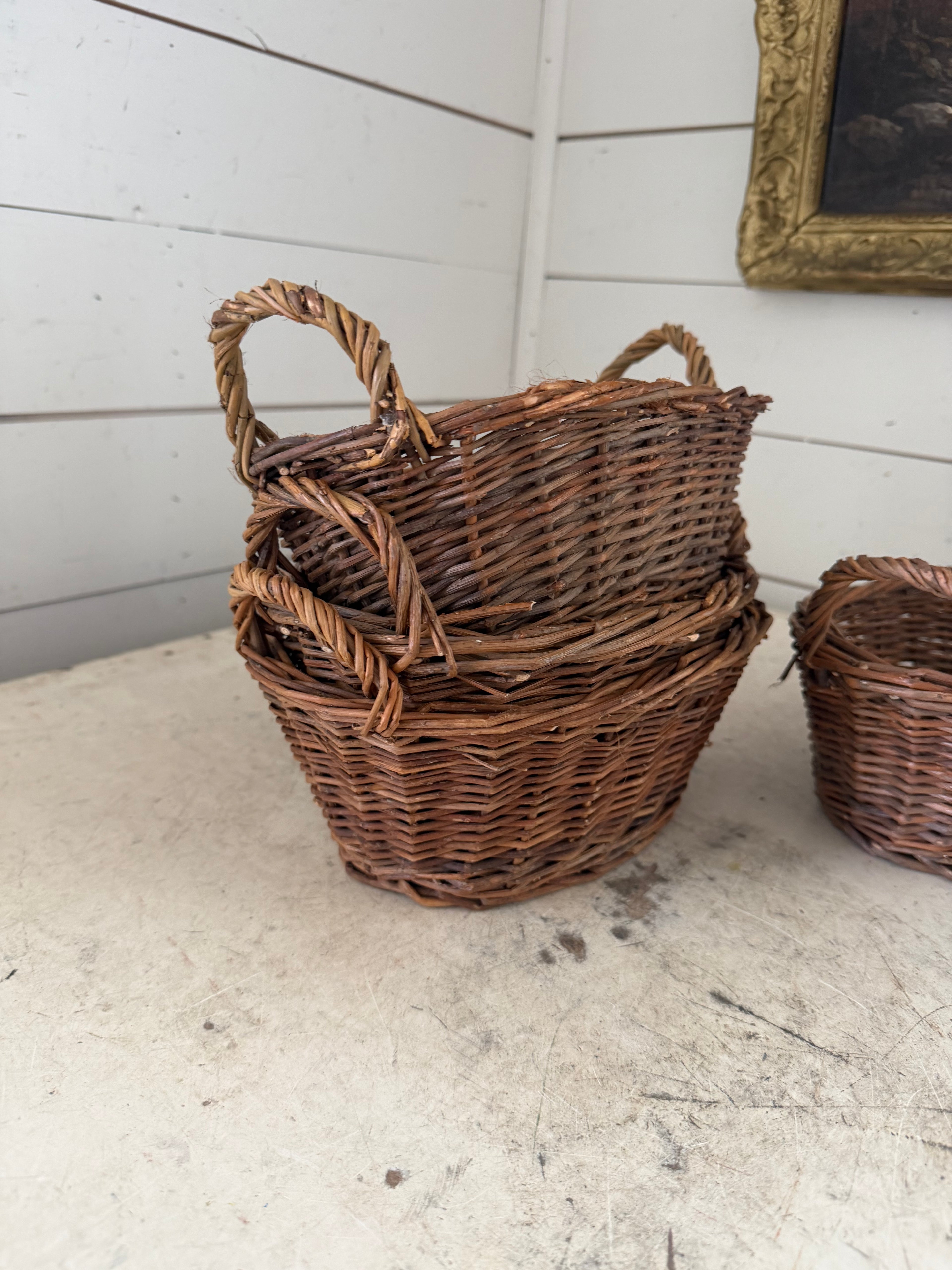 Willow basket with handles stackable sold individually
