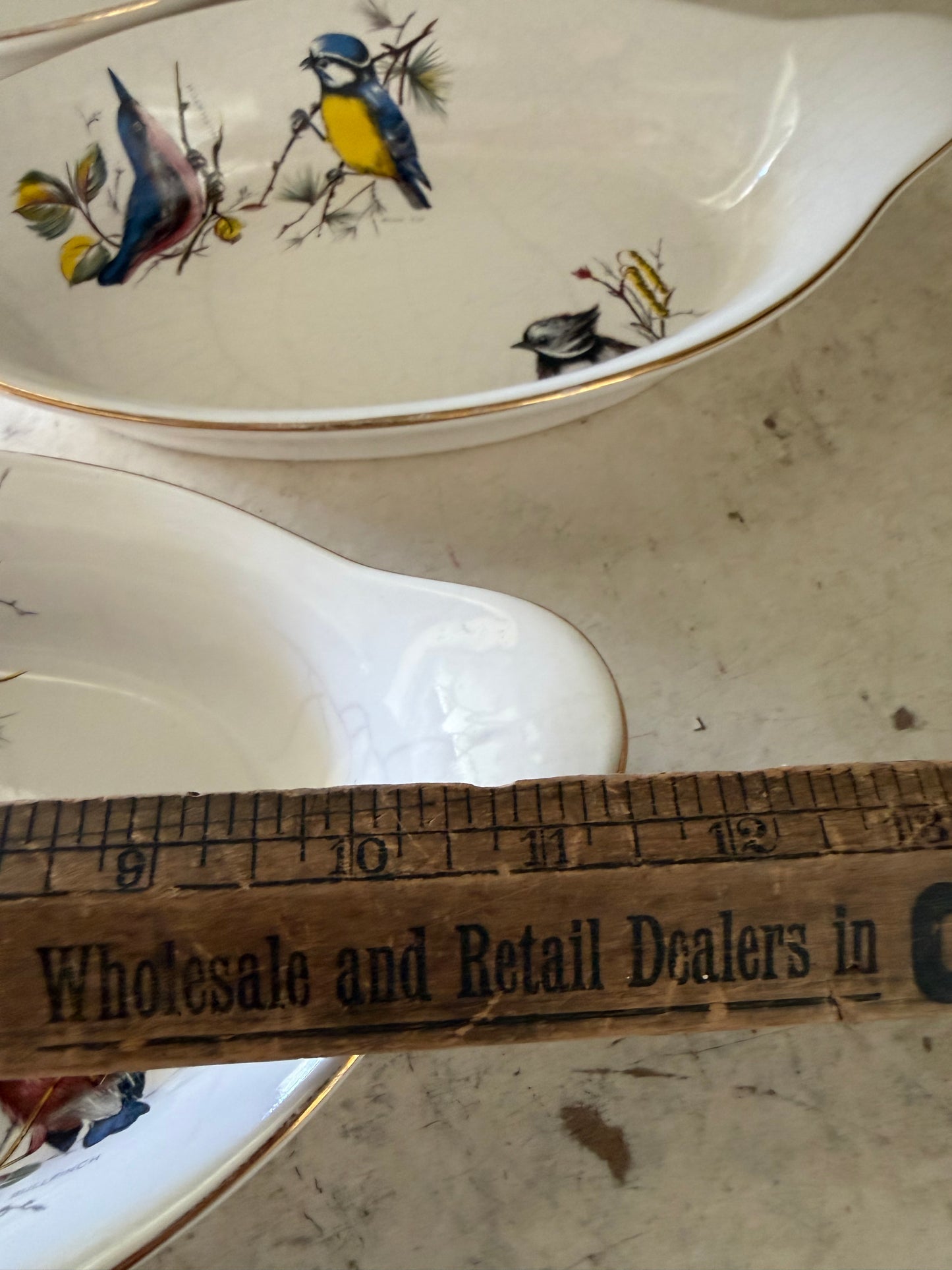 AU GRATIN DISH 265 Birds Tit Gold Trim sold individually