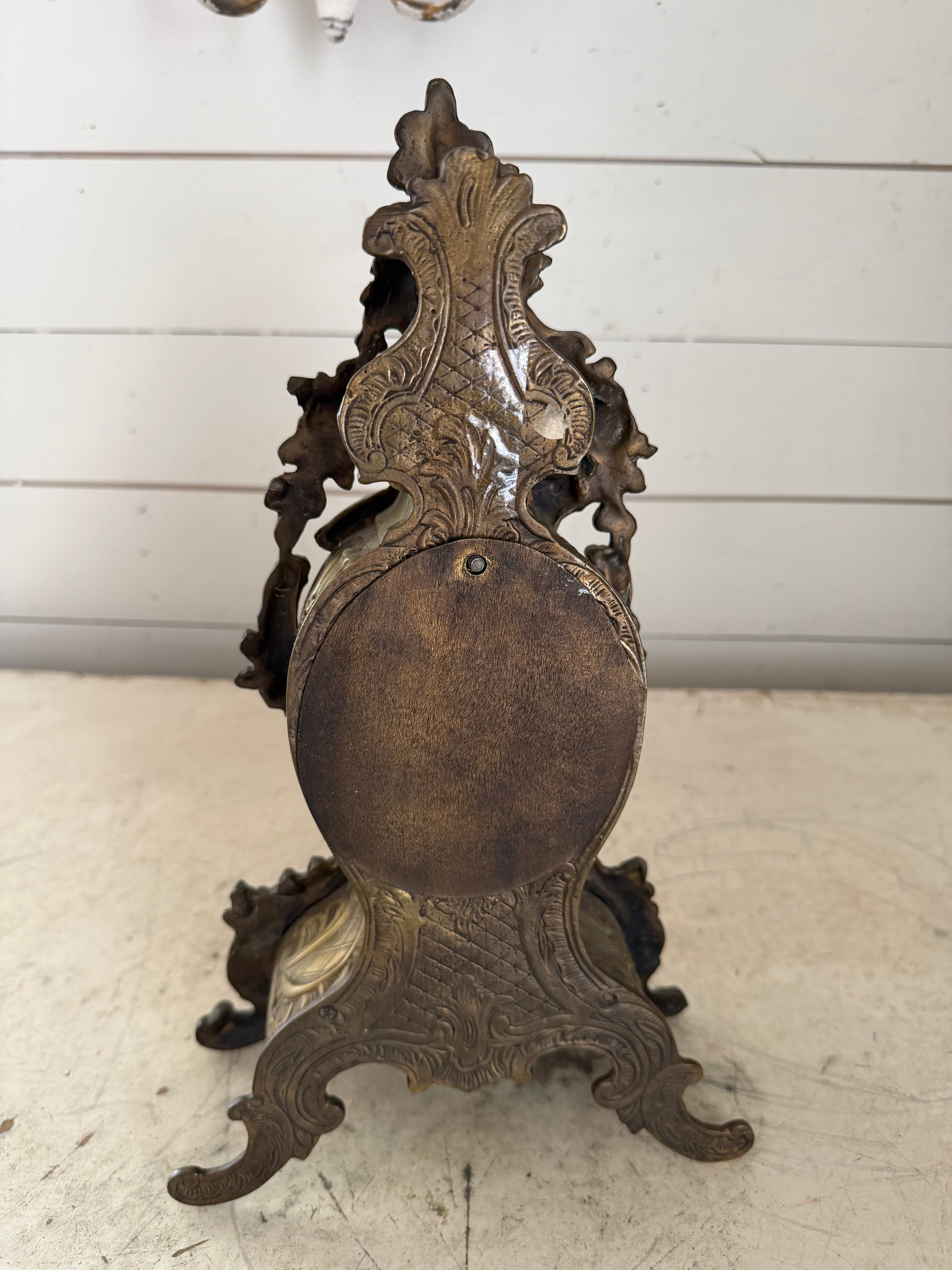 Antique Italian Rococo-style brass mantel clock - clock parts not original and not currently working for decor only as is