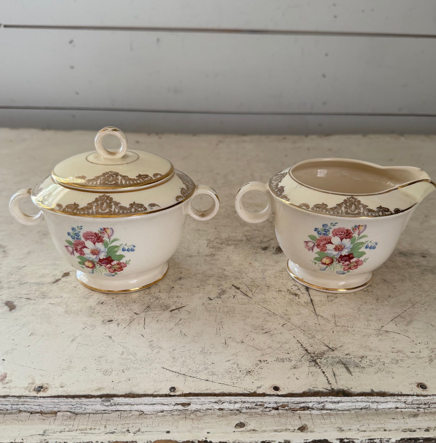 Paden City Pottery in the "Duchess" pattern sugar and creamer