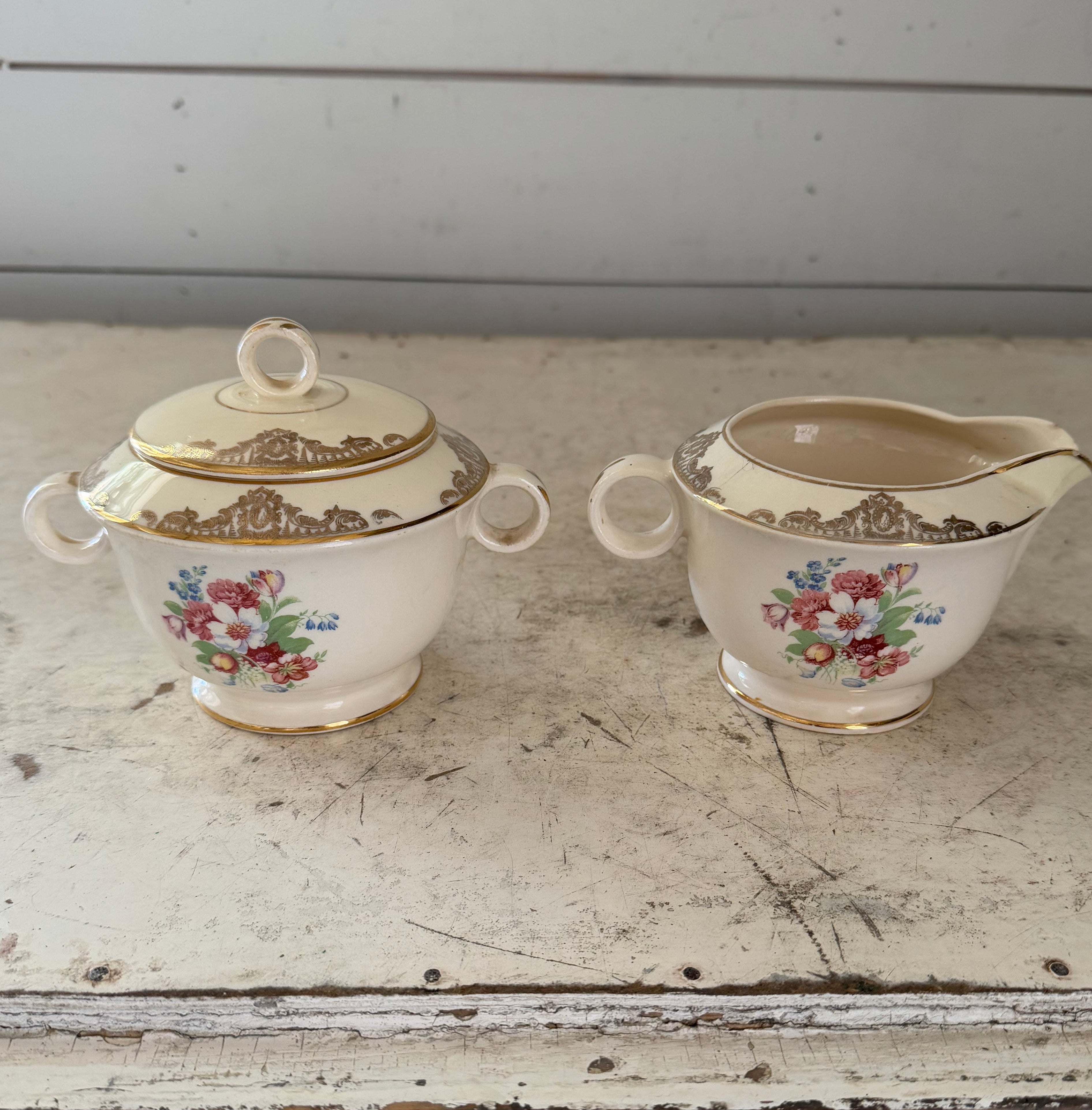 Paden City Pottery in the "Duchess" pattern sugar and creamer