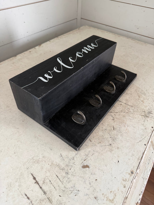 Wall mounted entryway organizer with hooks- will get makeover