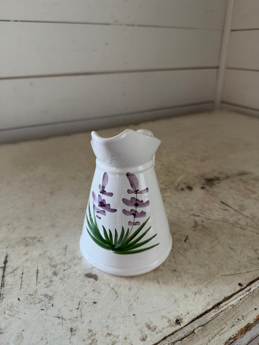 Small White Ceramic Hand painted Pitcher