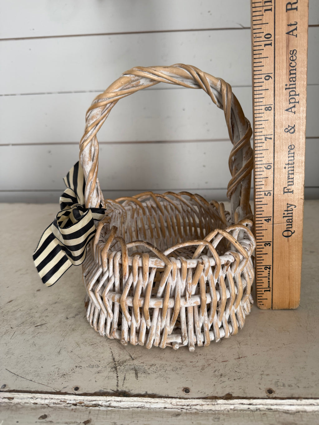 Wicker Basket with a Black and White Bow