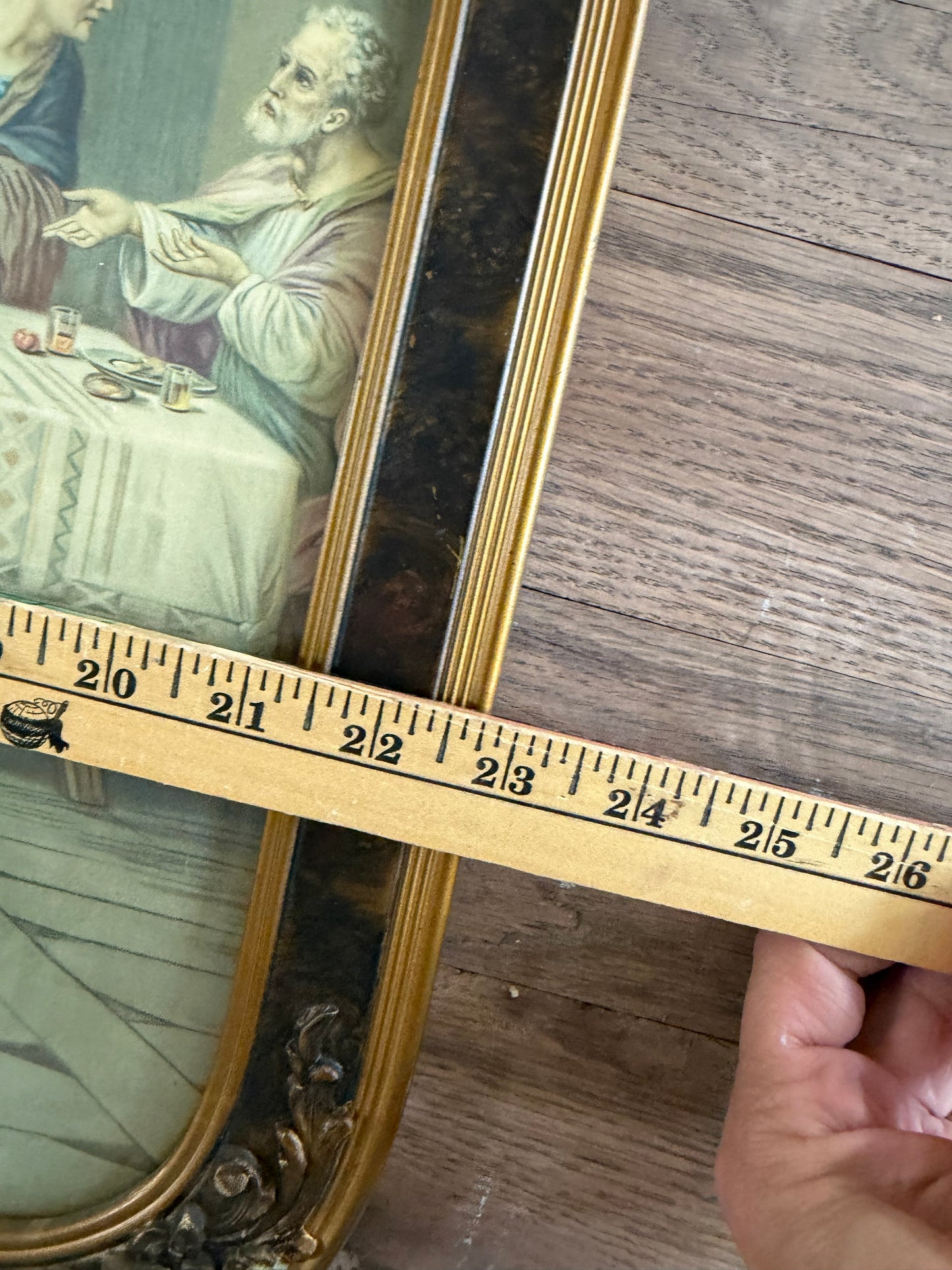 Vintage Brunozetti The Last Supper Christian Print Ornate Gesso Floral Fram