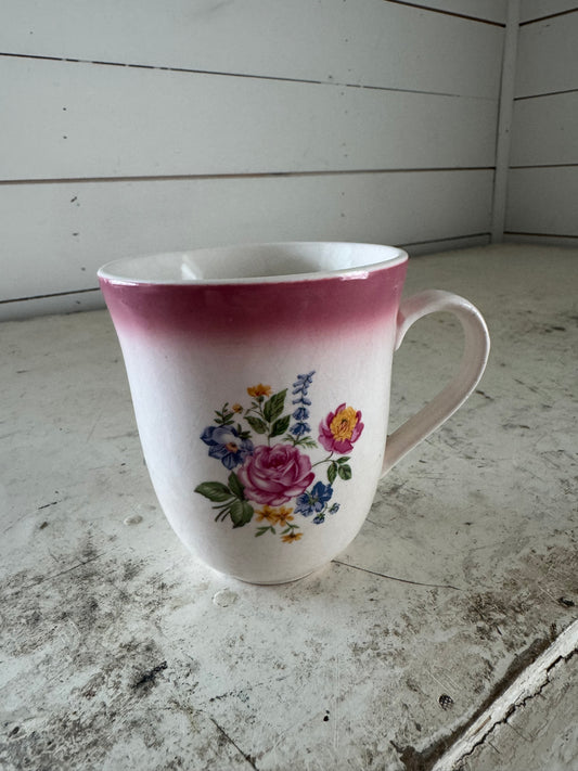 Floral stoneware mug