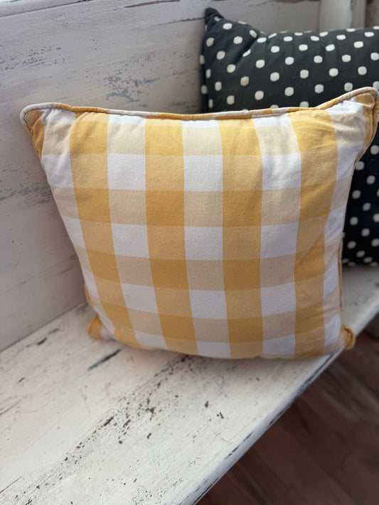 Yellow and White Gingham Pillow