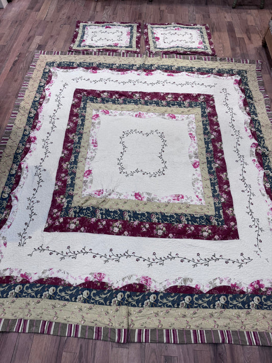 Queen Size Quilt with Matching Pillow Shams