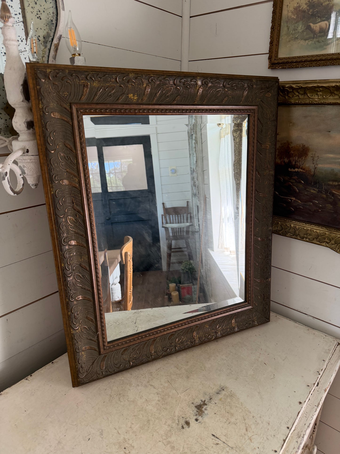 Large Ornate Framed Mirror - Rectangle 26-1/2” tall will get makeover