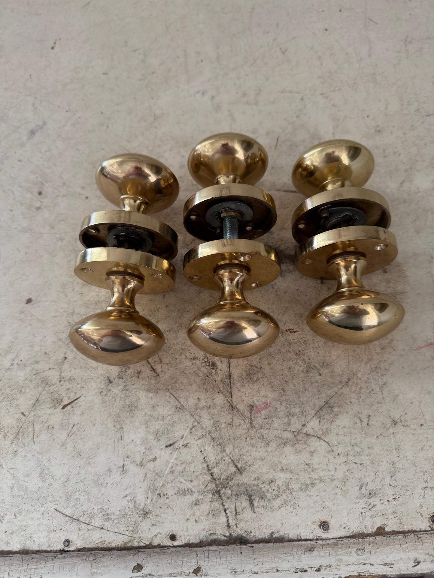 Edwardian Style Brass Bun door Knobs stationary - each set Sold Individually