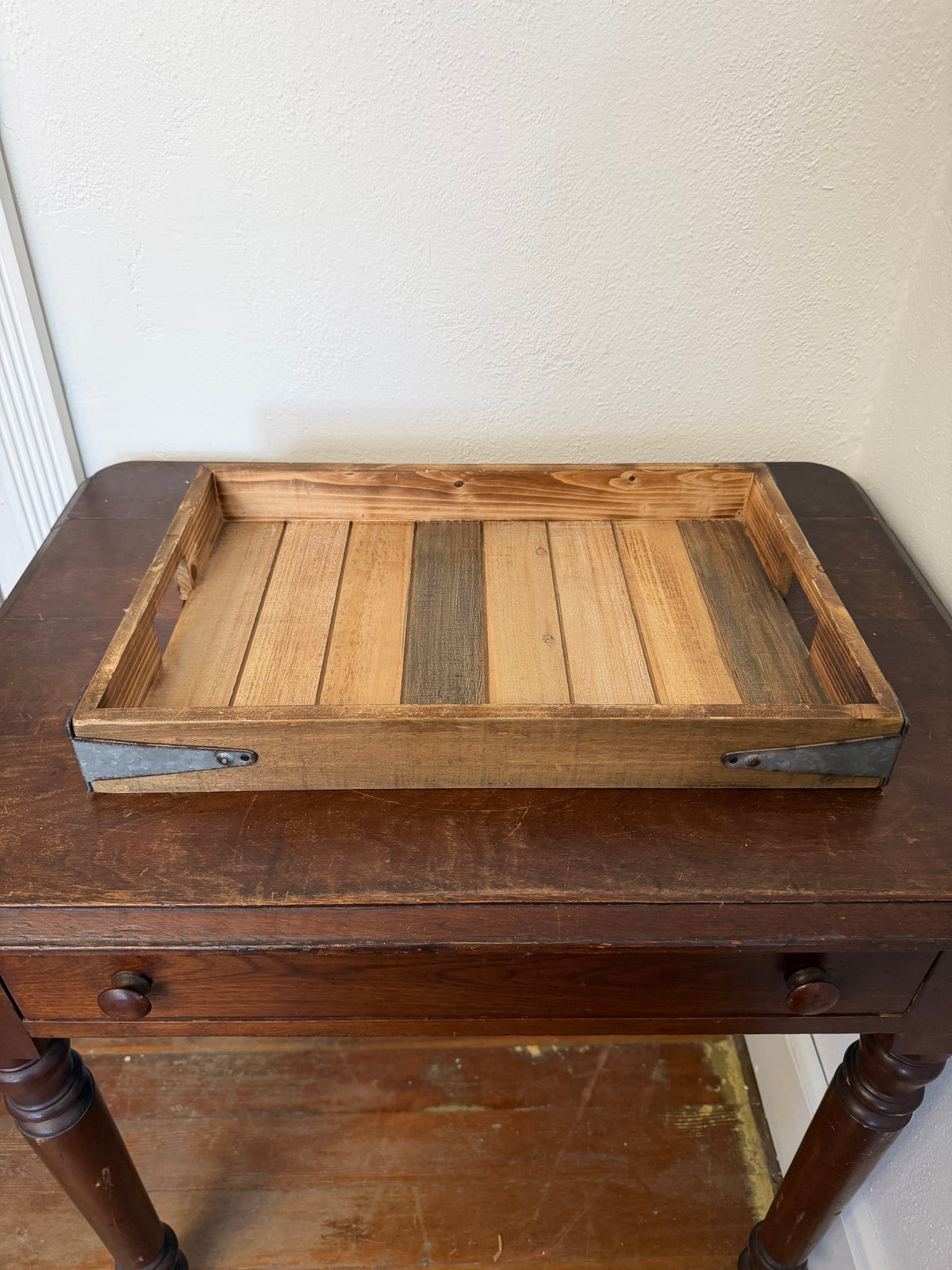 Slatted Rustic Wood Tray Will get makeover
