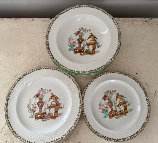 Antique Spode Chinoserie Green Transferware sold Individually