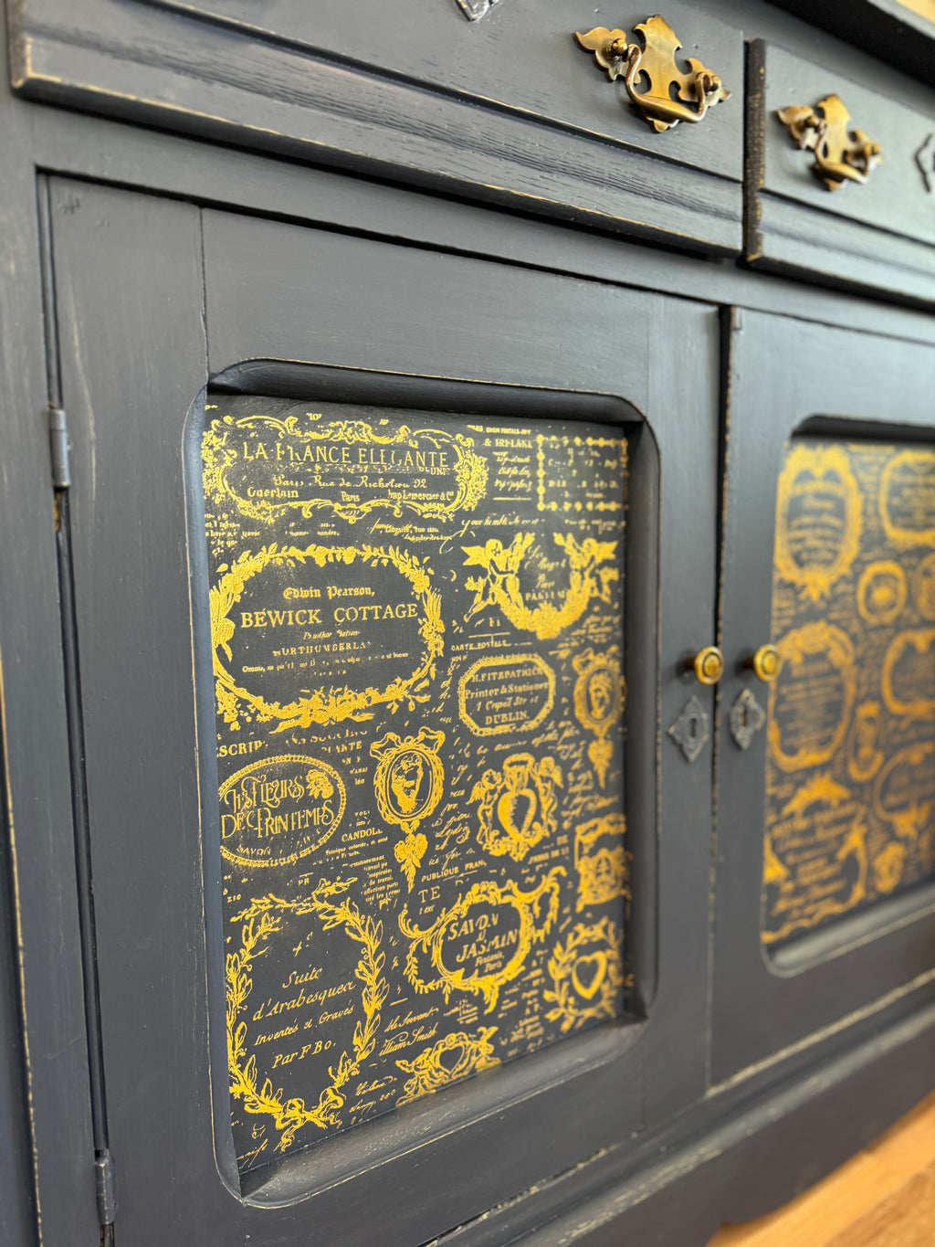 Antique Navy & Gold Buffet