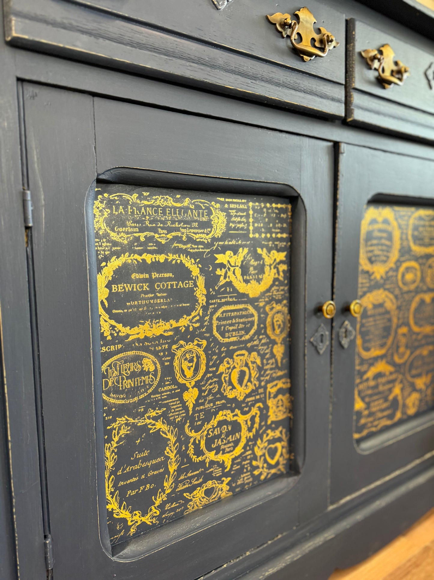 Antique Navy & Gold Buffet