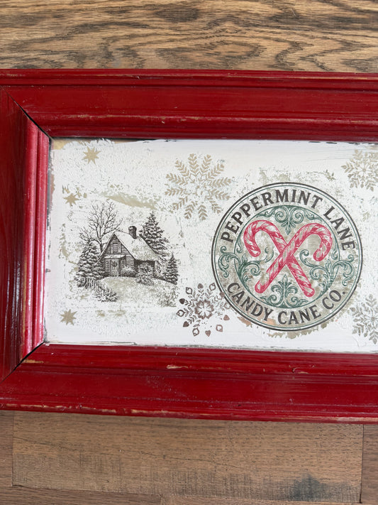 Peppermint Candy Cane Co Framed Mirror Art