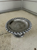 Beaded metal candle holder on pedestal