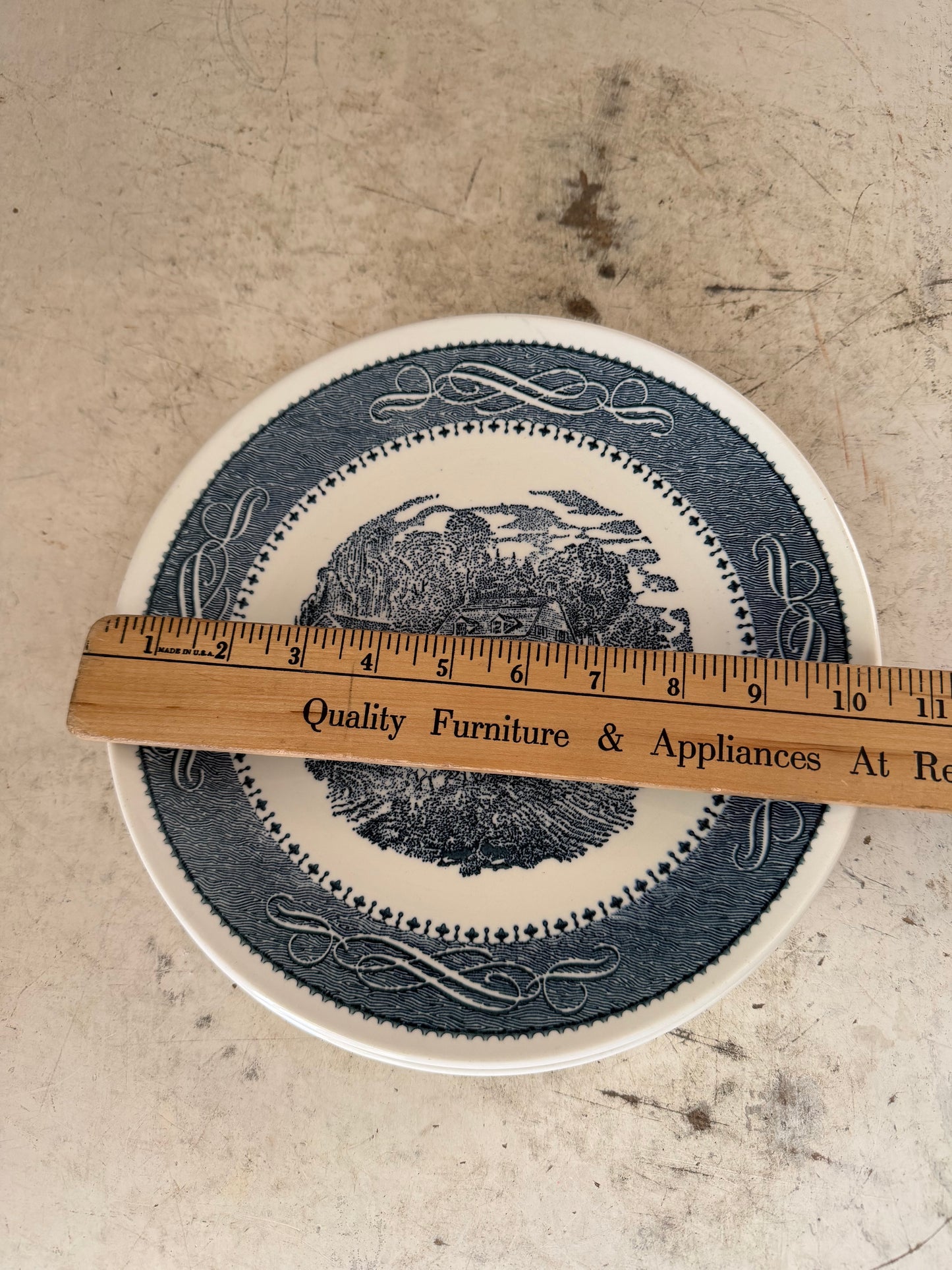 Courier and Ives ironstone blue transfer ware 11” plate sold individually ￼