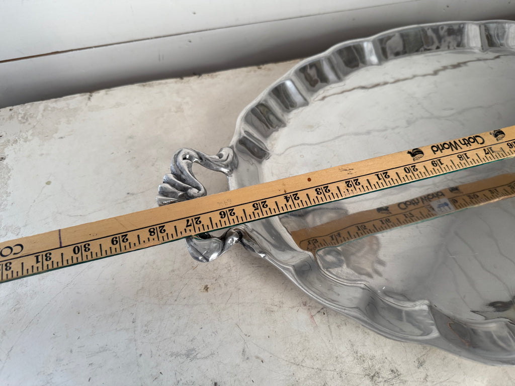Oversized Victorian Style Polished Aluminum Tray