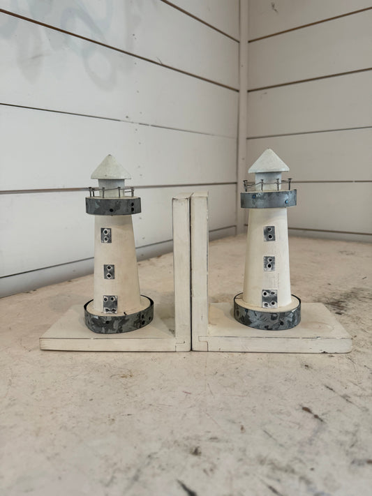 Lighthouse Wood Book Ends
