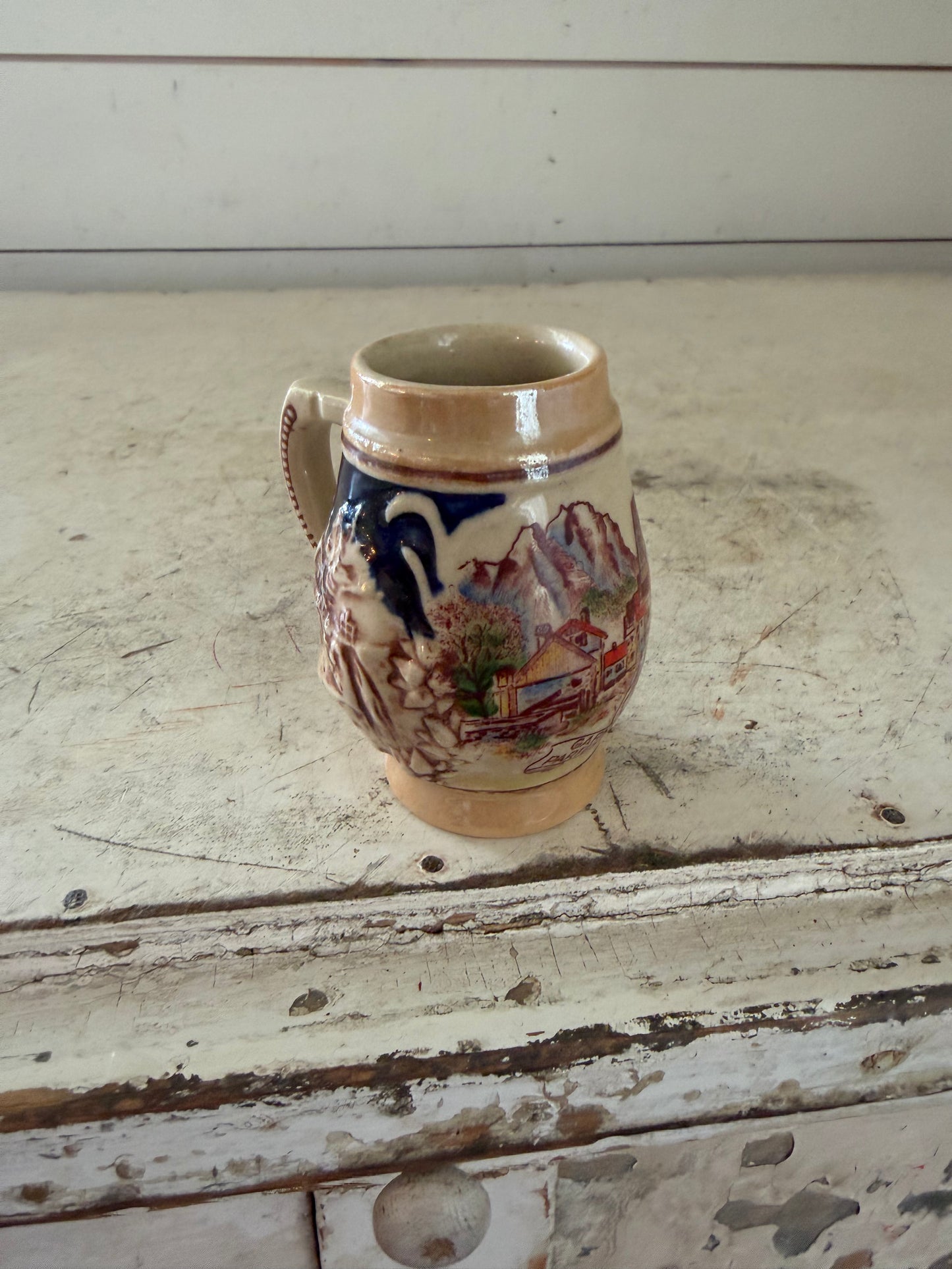 Mini Ceramic Souvenir Mug with village scene