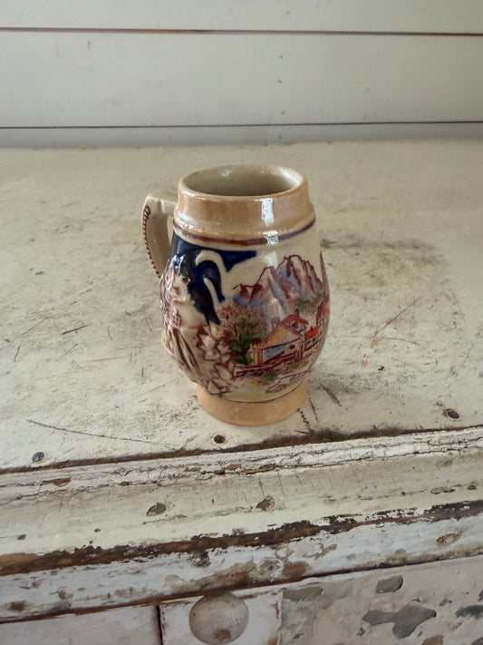 Mini Ceramic Souvenir Mug with village scene