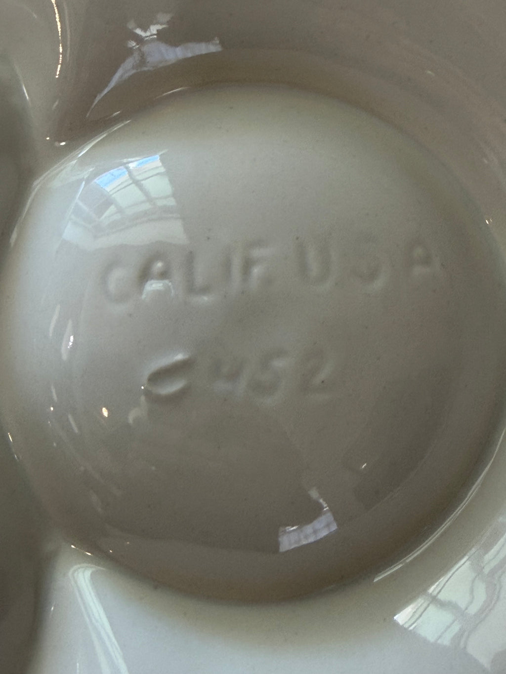 Vintage California Pottery White ceramic artichoke serving plate - Has Flea bite chips - SOLD INDIVIDUALLY