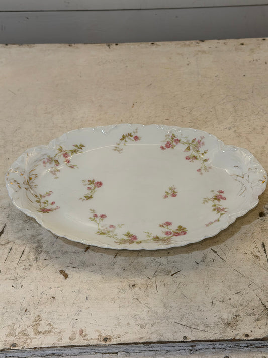 antique Haviland Limoges oval relish dish in the "Frontenac" pattern -Has a chip
