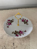 Vintage Floral Plate with Handle
