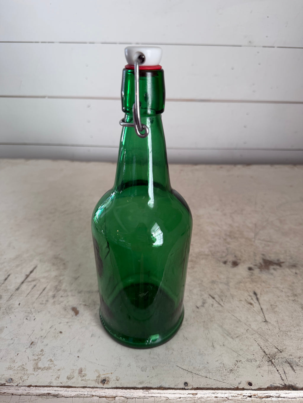 Green Glass Swing Top Bottle