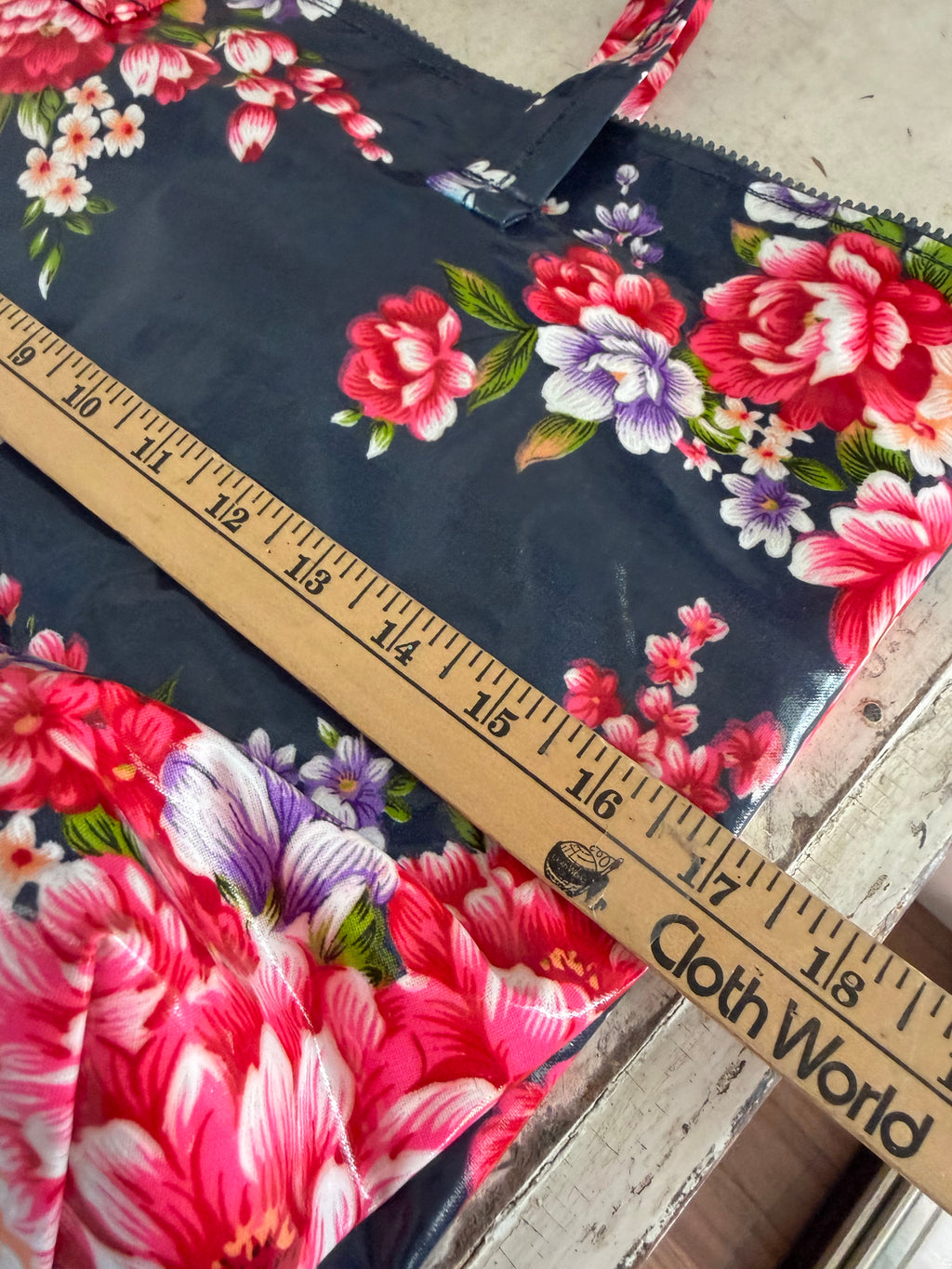 Navy with flowers tote