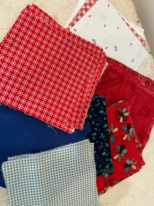 Quilt squares 63 5x5 squares red white and blue