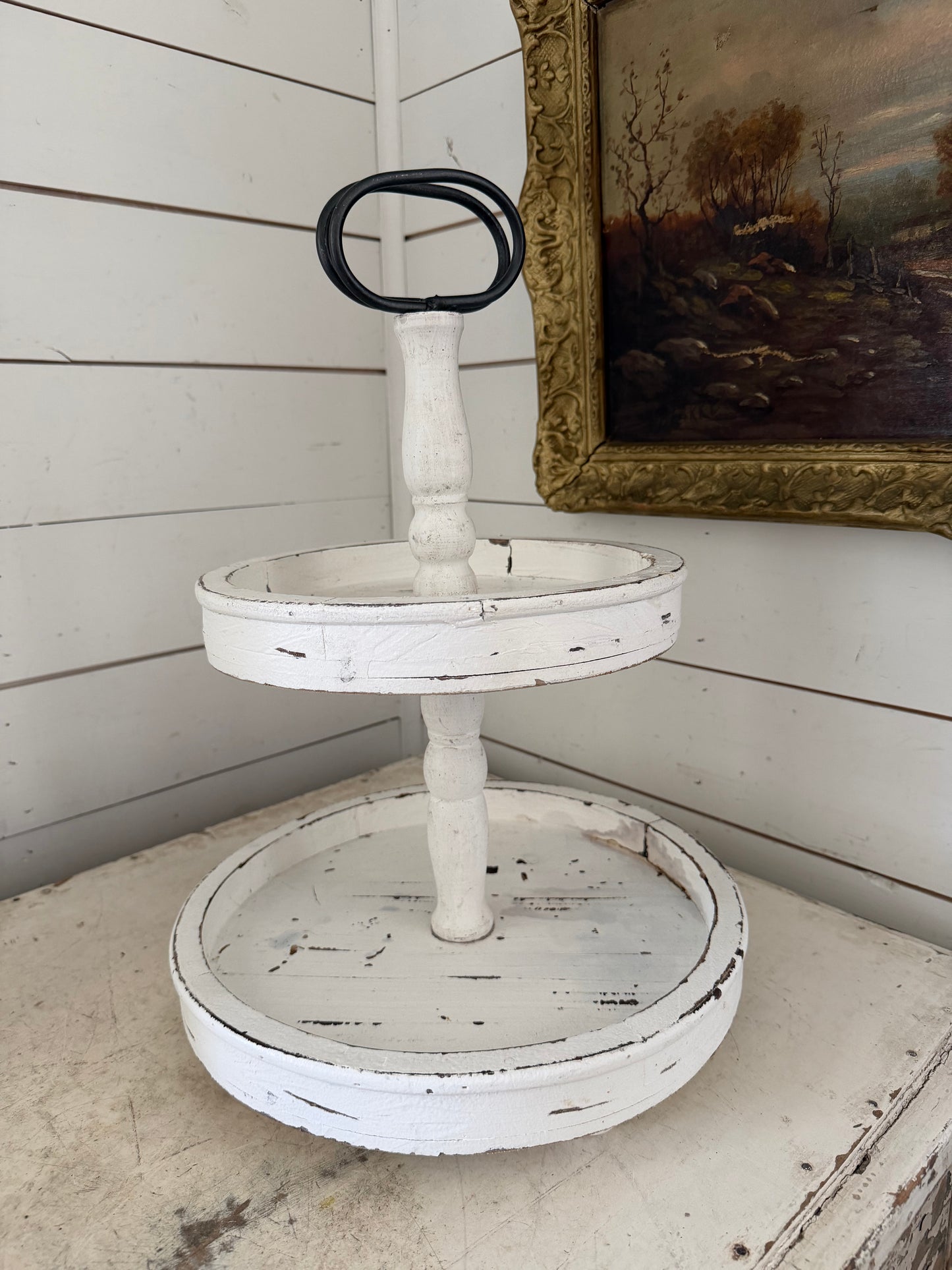 Two tier wood tray will get makeover