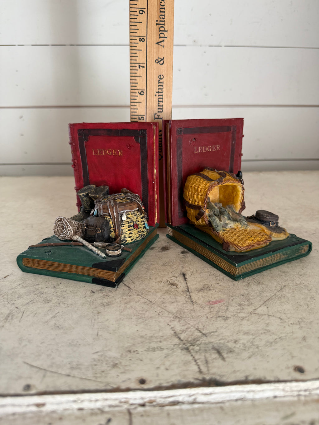 Fishing themed book ends made of resin