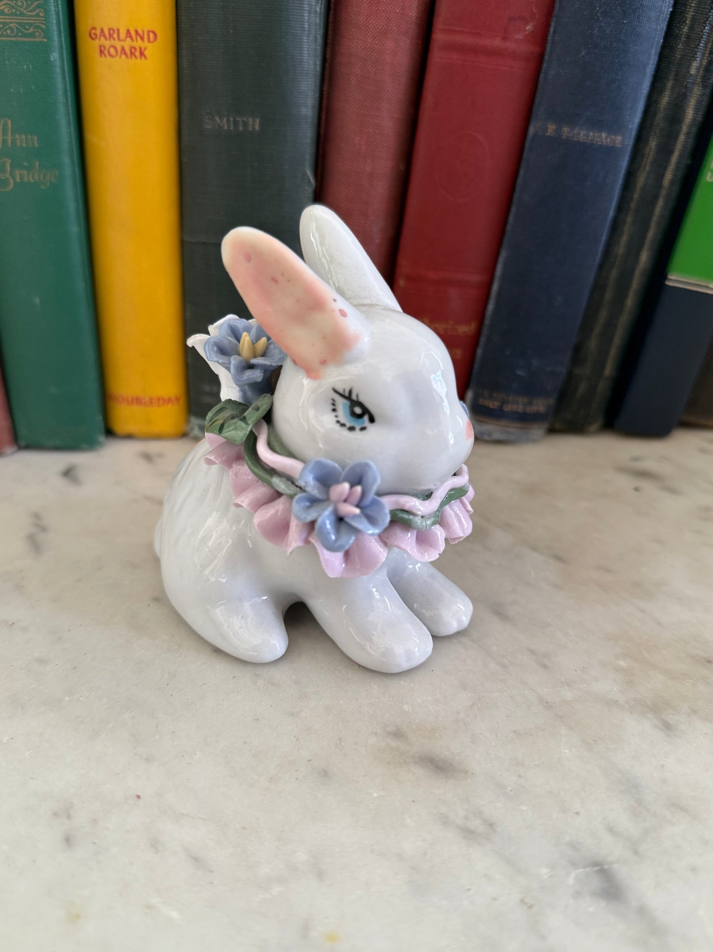 Small bunny with ruffle necklace