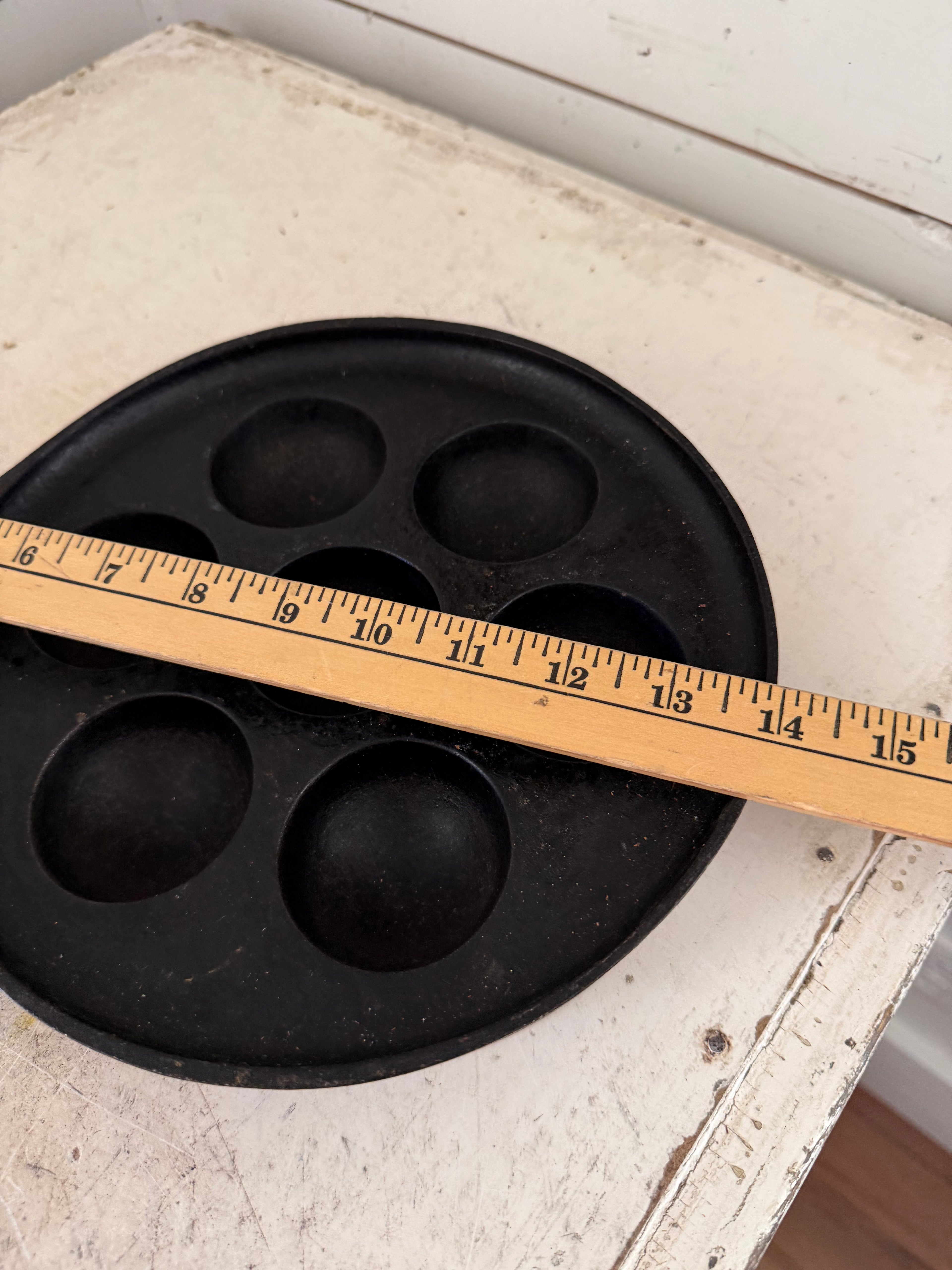 Vintage Cast Iron Aebleskiver Danish Cake Pan Egg Poacher Made in USA
