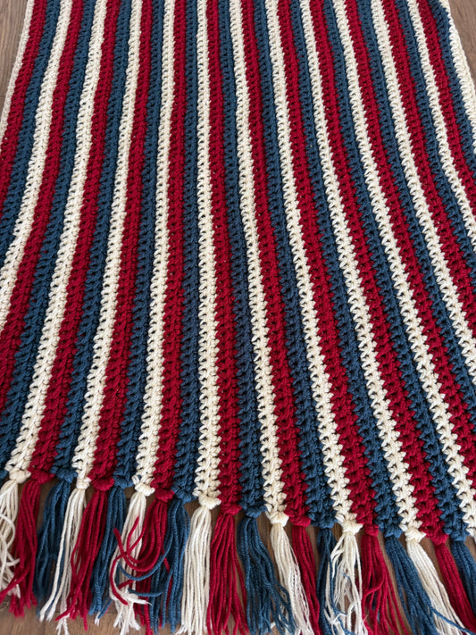 Red white and blue Afghan perfect for over couch