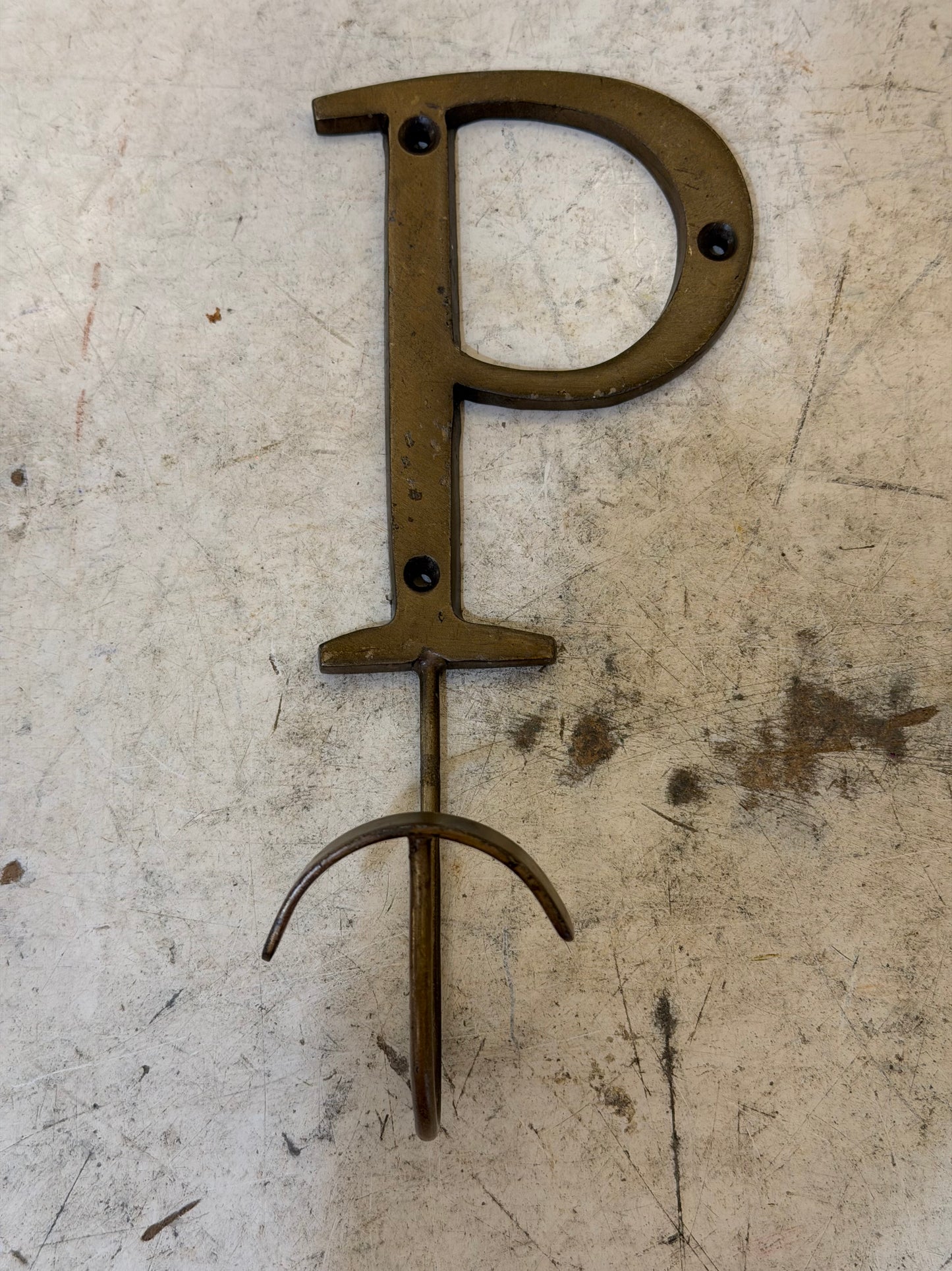 Brass hook letter P