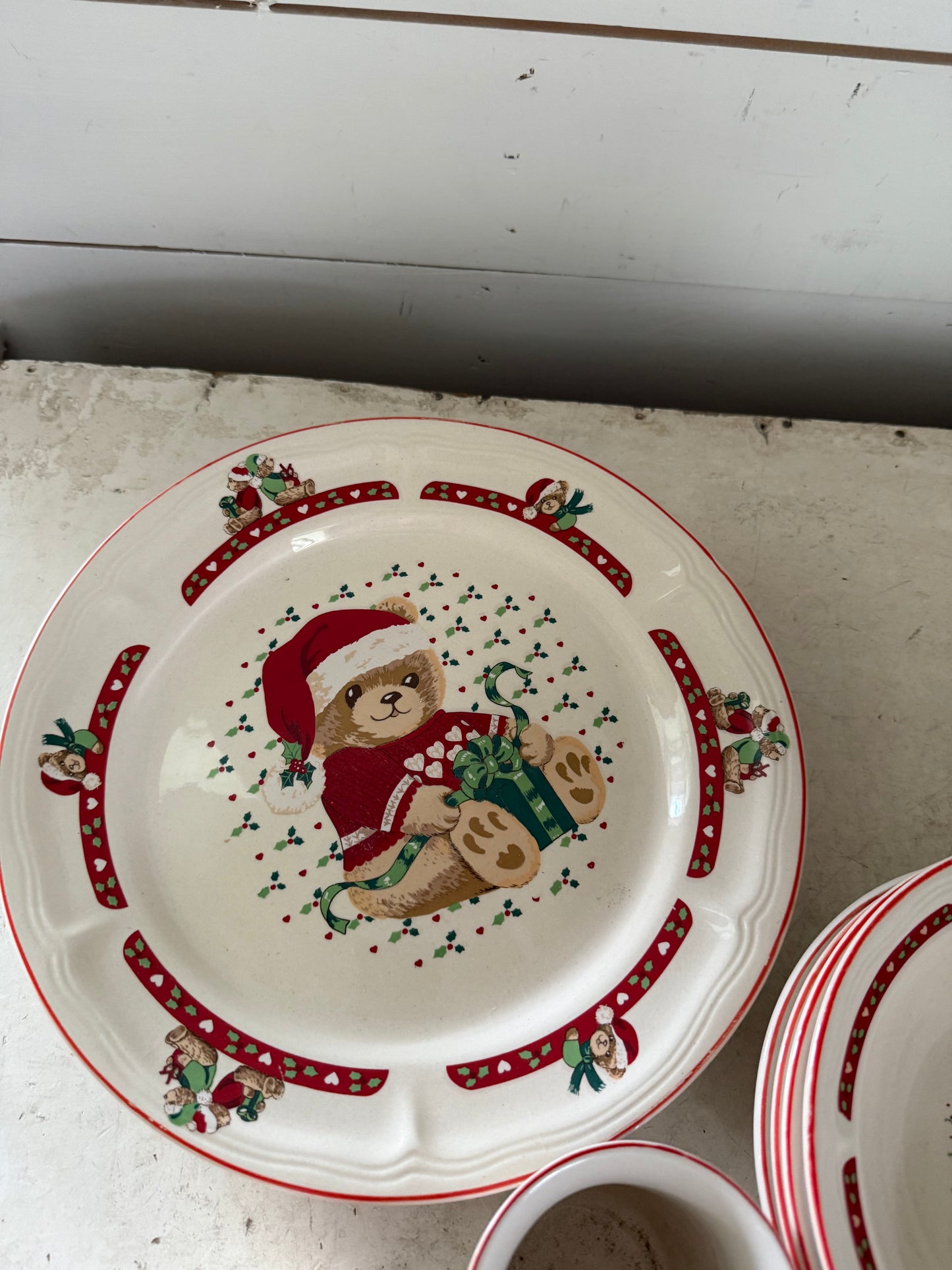 Tienshan's 1980s Theodore Bears Christmas Stoneware - sold individually
