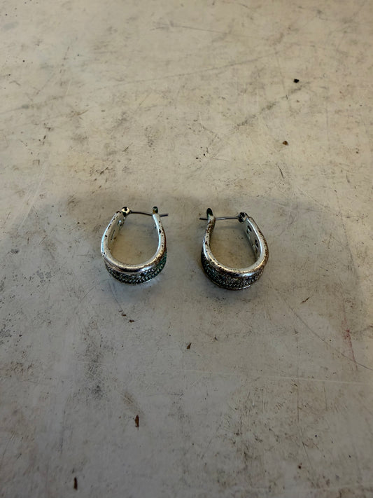 Horseshoe  Hoop Silver Over Copper With Rhinestone