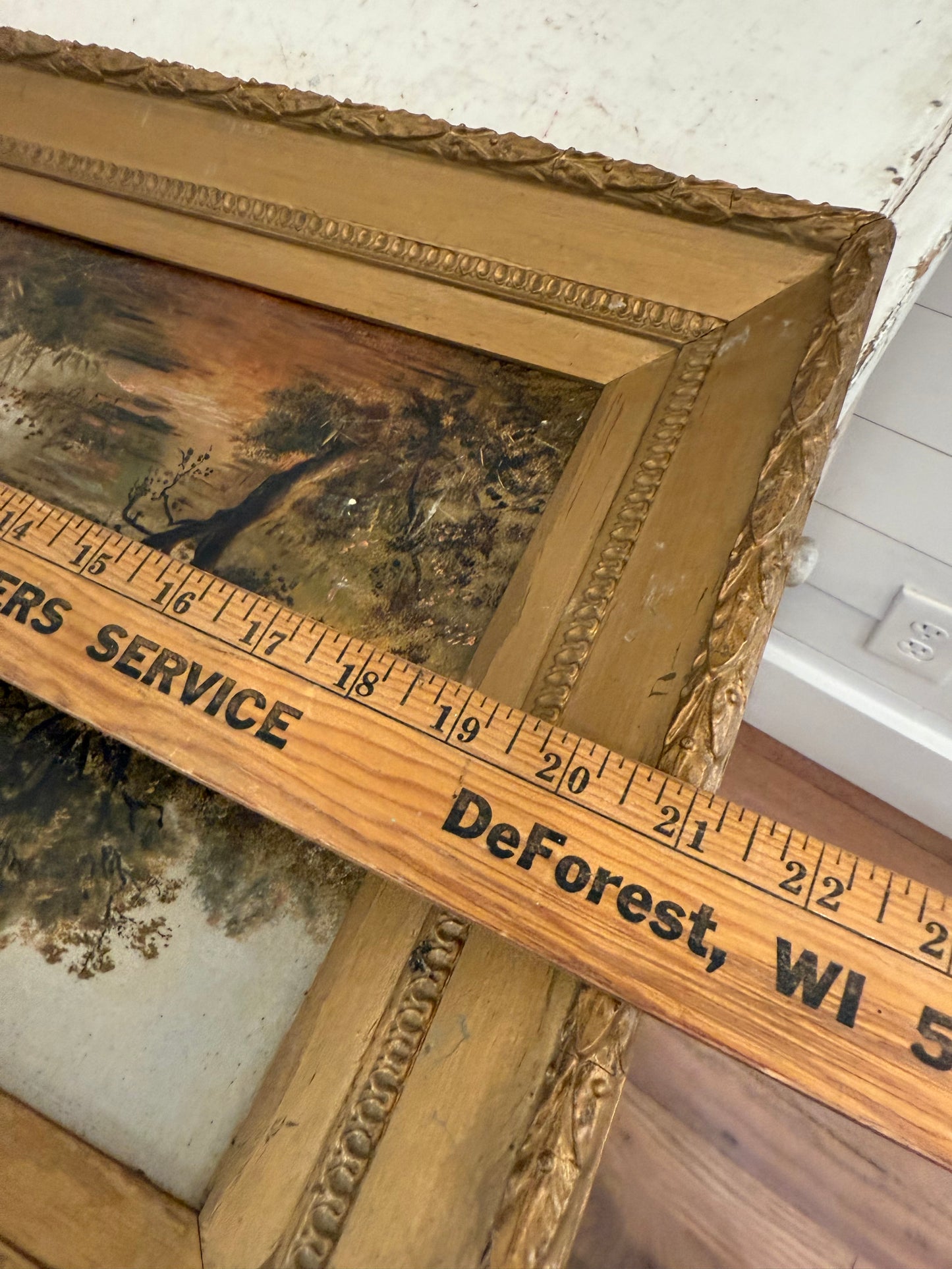 Antique English Gold Framed Oil Painting - Cottage on the Lake