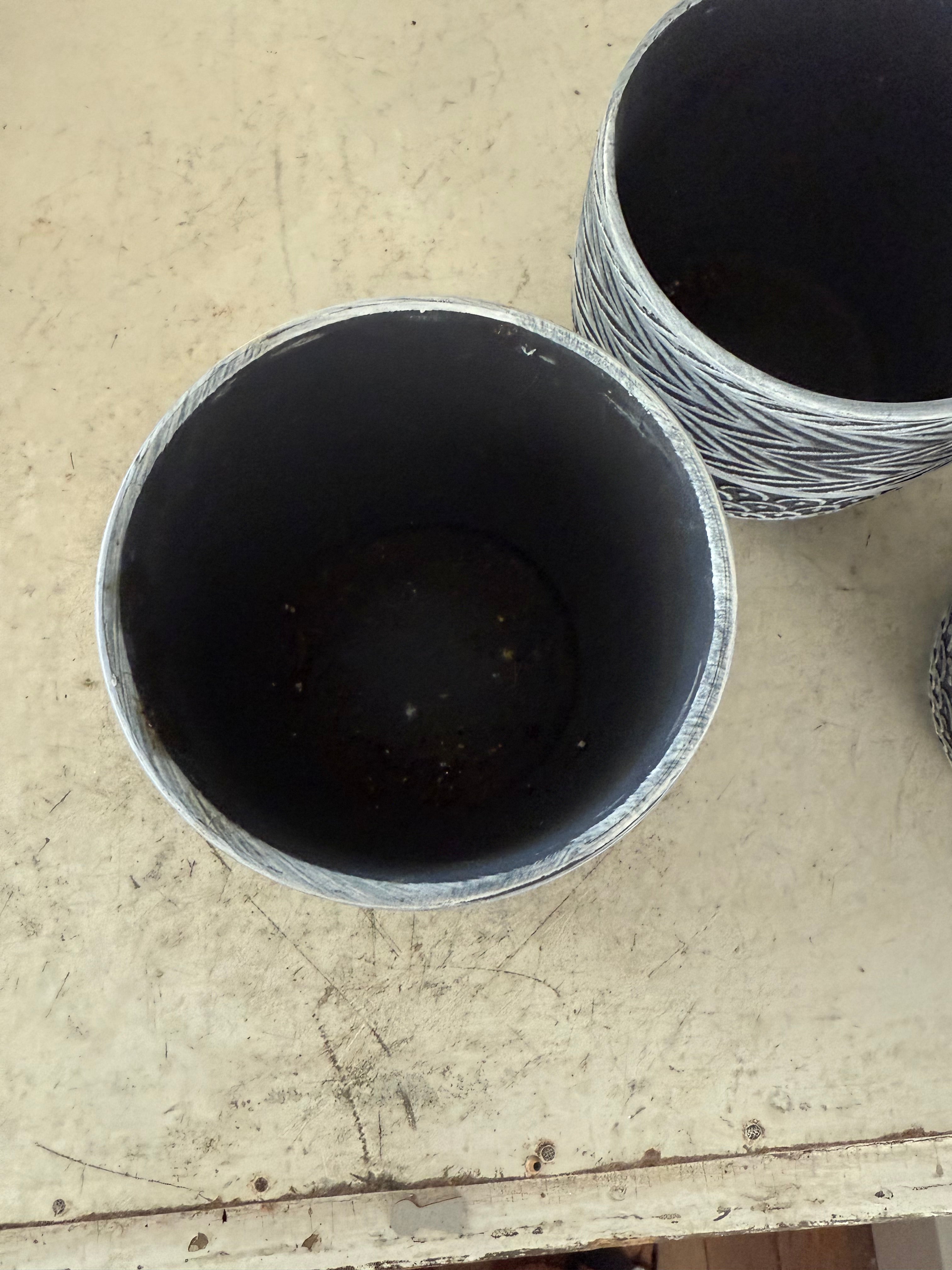 Gray and White patterned pot sold individually