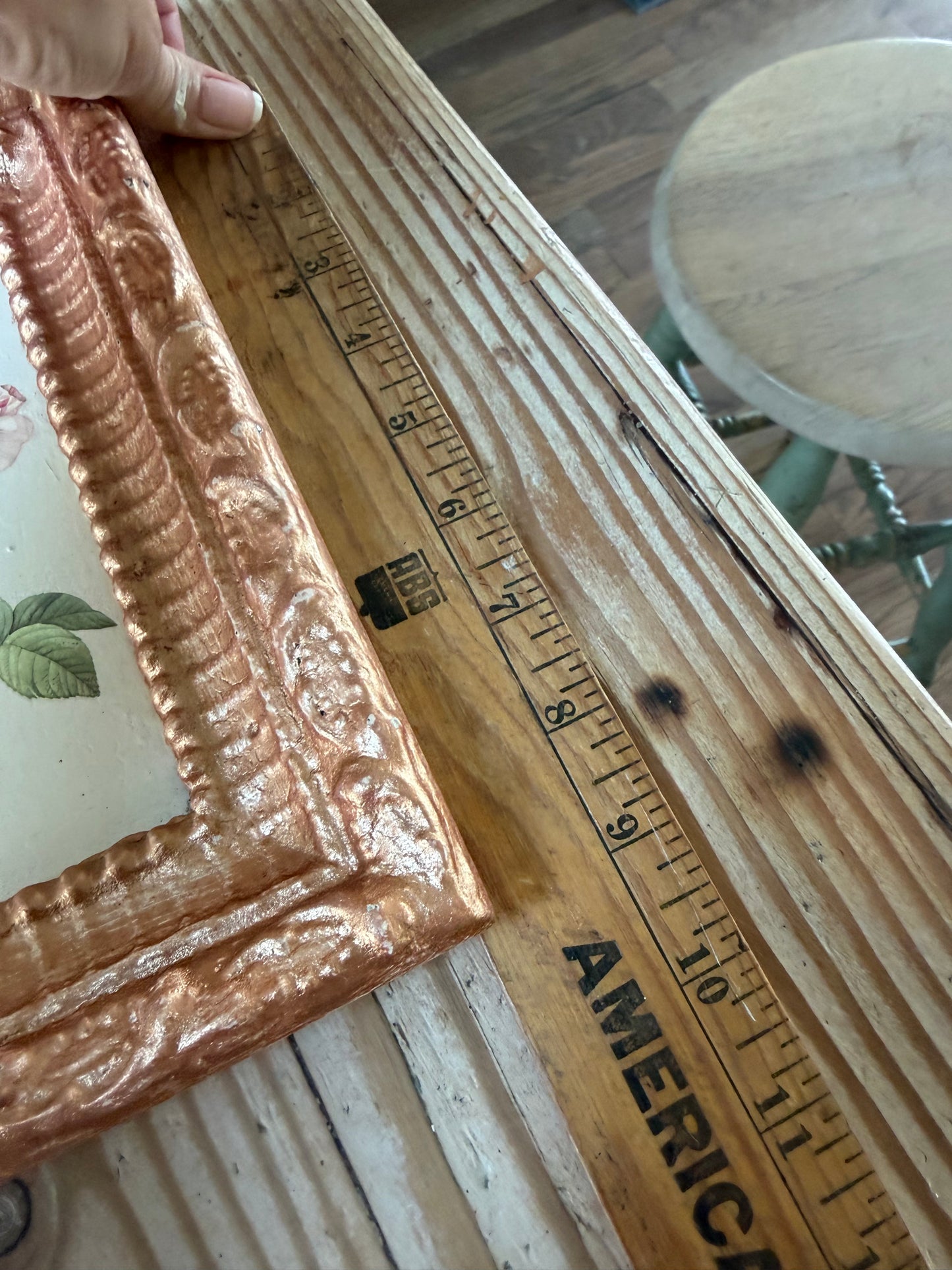 Rose Botanical Framed Art - frame is imperfect as is see photos
