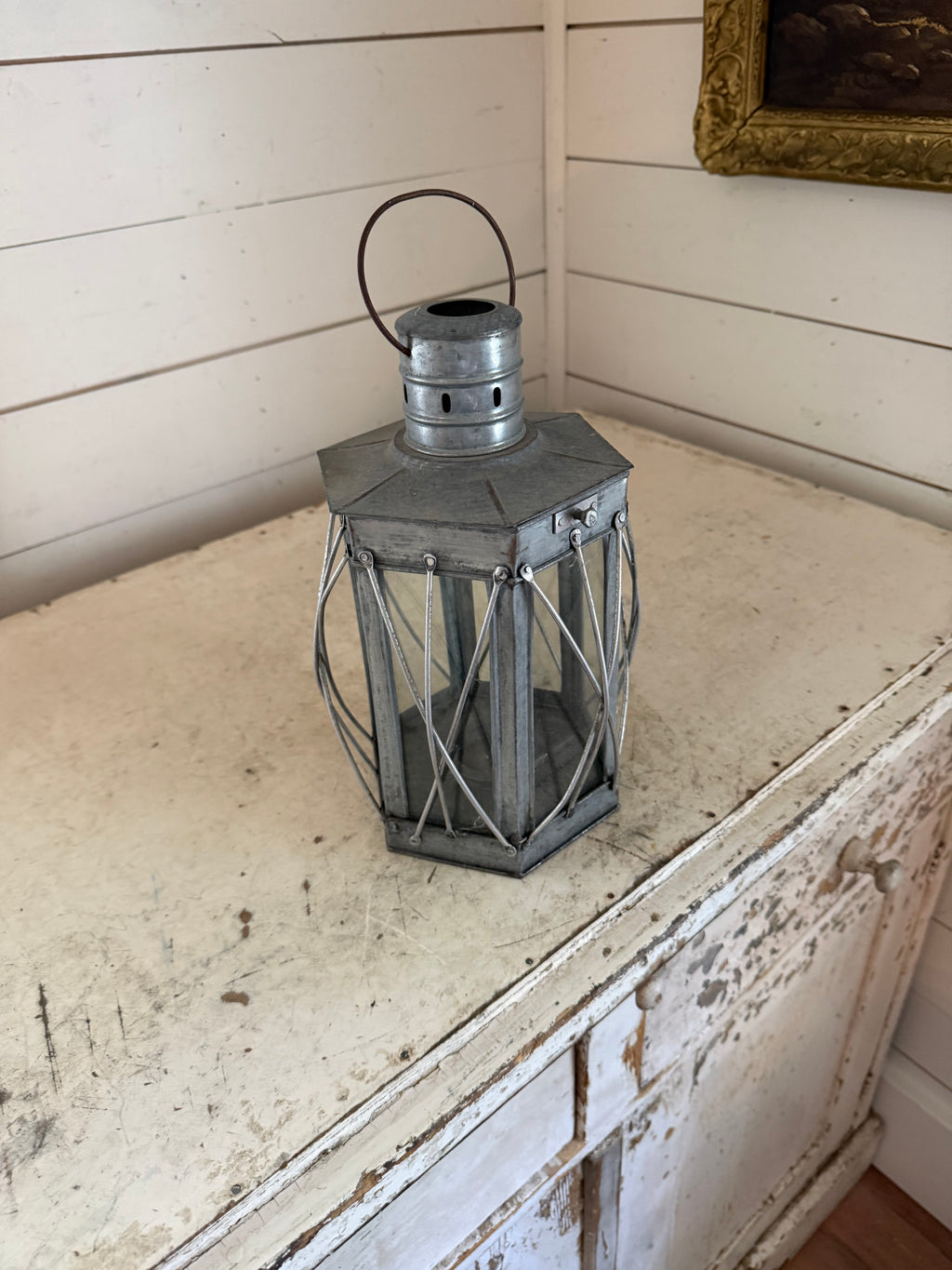 Galvanized lantern