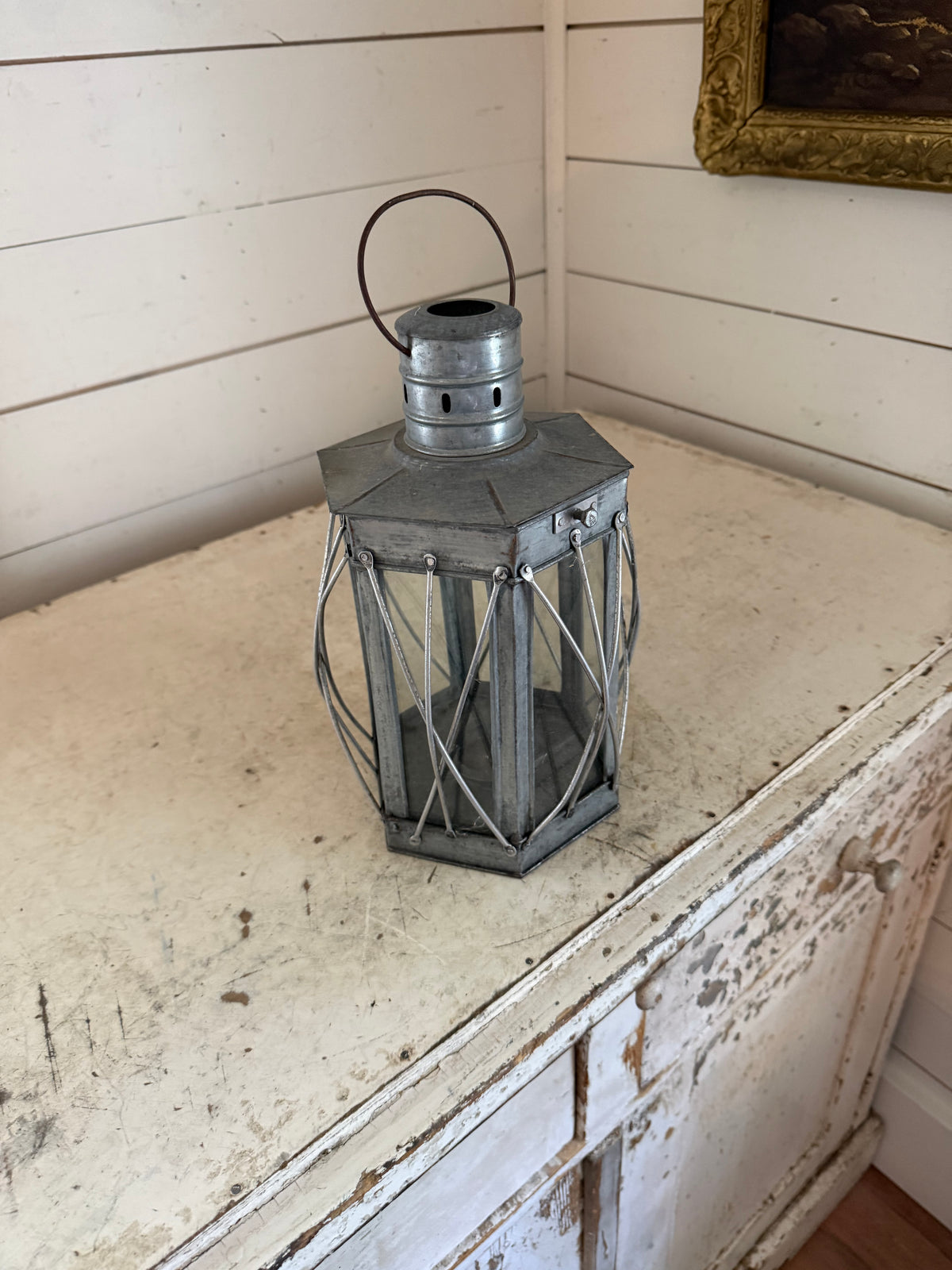 Galvanized lantern