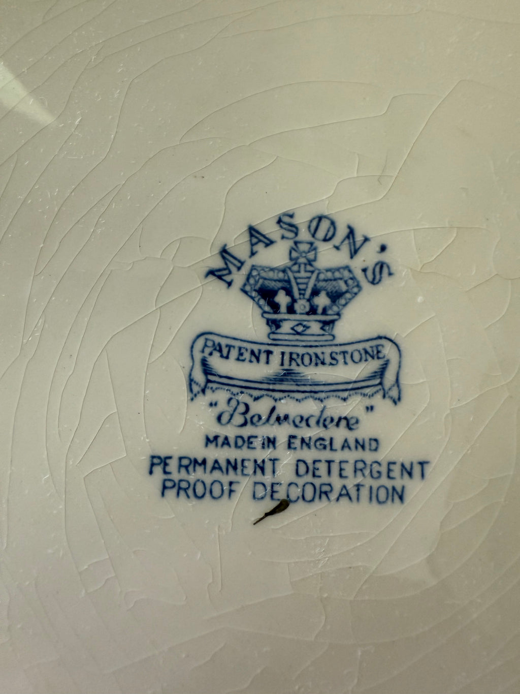 Mason Ironstone Rose Blue Plate - has repair